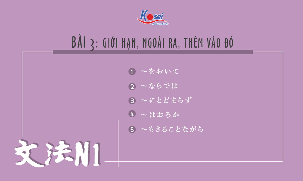 Học ngữ pháp tiếng Nhật N1 | Bài 3: Giới hạn, ngoài ra, thêm vào đó
